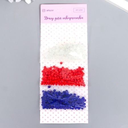 Round beads 6/0 "Matte Patriot" 3 colors x 20 g 20x8x0.7 cm