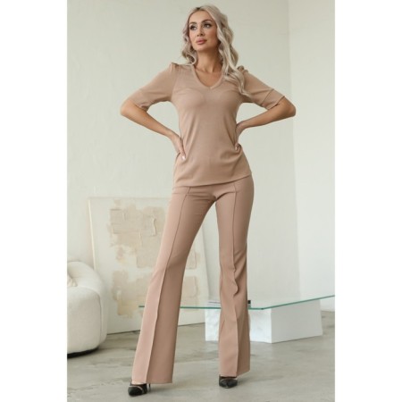 Female trousers, size 46, beige color-1