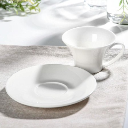 Coffee steam porcelain Wilmax, 2 objects: mug 100 ml, saucer d = 13 cm, white color-1
