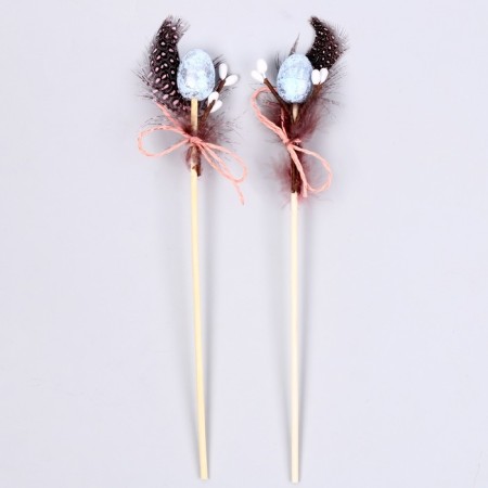 Decor on the stick "feather and egg" set of 2 pcs., Mix-2