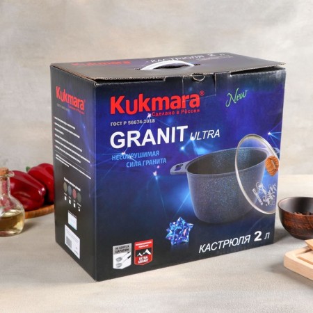 Pan Granit Ultra, 6 l, d = 28 cm, h = 20 cm, glass cover, anti -stick coating, brown color-4