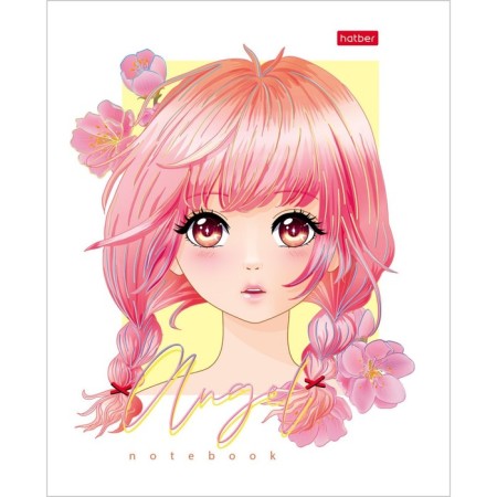 A notebook of 48 sheets in the Angels cage, anime, cover coated cardboard, 3D foil, matte lamination, rounded angles, 5V, mix-3