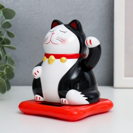 Plastic pendulum from the solar battery "Cat Mani-Neko" black 9.5x10x9.5 cm-5