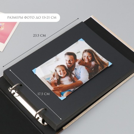 Photo album 25 sheets (stickers+rings) "Classic" embossing gold 19x27x3 cm-7