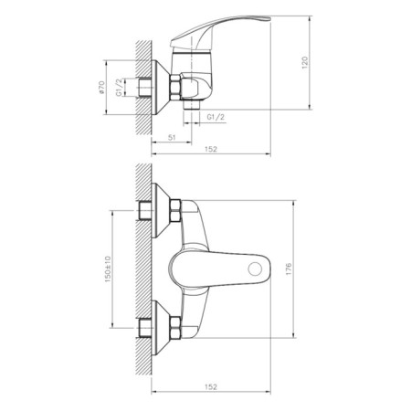 Decoroom DR71055 shower mixer, single -leaf, without spout, watering can, chrome-1