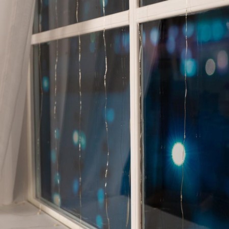 Garland "Curtain" 2 × 2 m Rosa, IP20, silver thread, 300 LED, glow of multi, 12 V-5