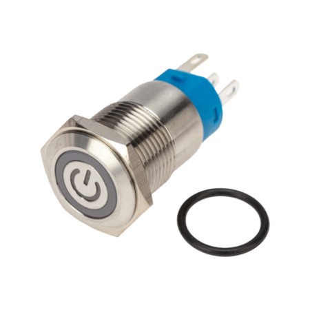Anti-Vandal button Ø16 250V B/Fix (5C) OFF- (ON)/ON- (OFF) Flat submarine/Red Power (A-16-F5)