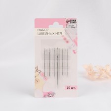 Sewing needles “Assorted”, D = 0.5 / 0.6 / 0.7 / 1.1 mm, 3.9 - 5.5 cm, 10 pcs