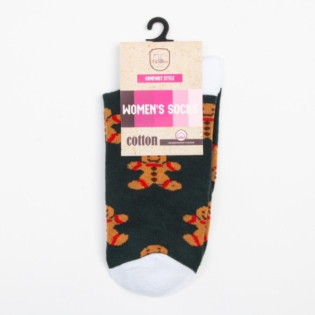 Women's socks "cookies" is dark green color, size 23-25-4