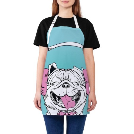 Apron of a kitchen with a photo print "Fashionable dog", adjustable, size OS