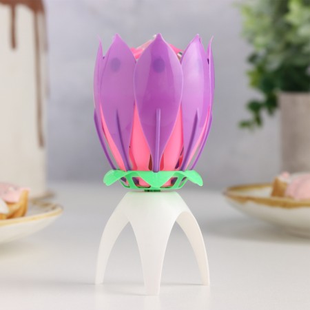 Candle for Cake Musical "Tulip", purple, 12 × 5 cm-1