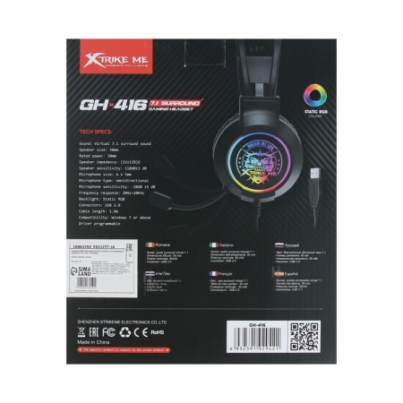 Headphones XTRIKE ME GH-416, game, full-size, backlight, MIC, USB, 2 m, black-10