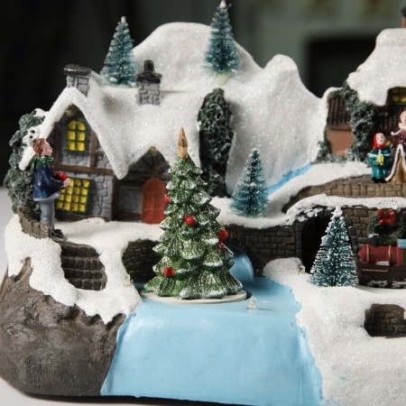 LED figure "New Year's stores" 31 × 27 × 21 cm, polystone, AAX3 batteries (not in the kit), USB, glow warm white-5