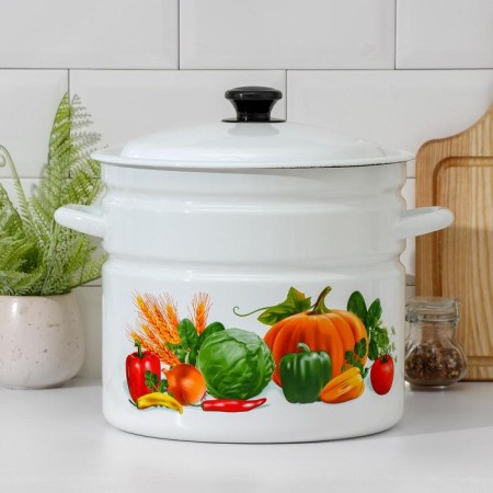 Cylindrical pan, 10 l, enameled cover, induction, sample mix-5