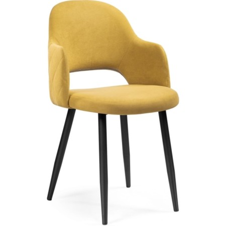 Stool on a metal frame Gutride metal/velor, black/yellow 51x56x82 cm-1