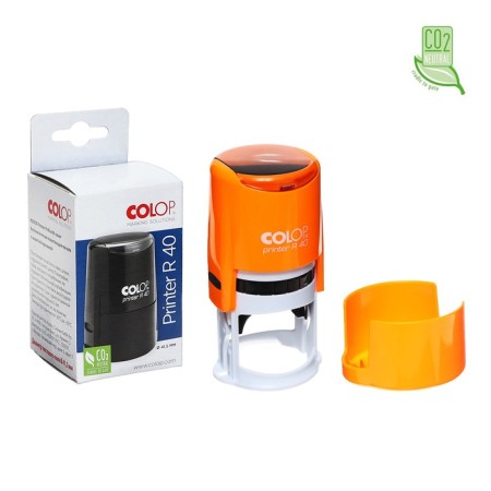 Equipment for round printing Automatic Colop Printer R40, diameter 41.5 mm, with a lid, orange neon case
