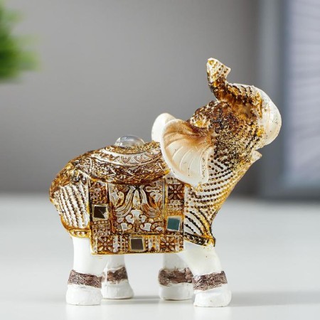 Polystone souvenir "White Elephant with a Popone from the Arab carpet" mix 7.8x7.5x3.2 cm-2