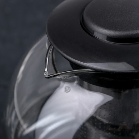 Glass teapot “Illusion”, 1.6 liters, with metal sieve, black color-2