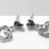 Earrings with the rhinestones “Heart” connected, white color in silver