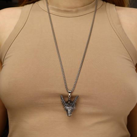Pendant "Dragon" Muzzle, color black silver, l = 70 cm-3