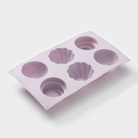 Baking uniform “Puding”, silicone, 6 cells, 29.3 × 17 × 4.5 cm, lilac color-2