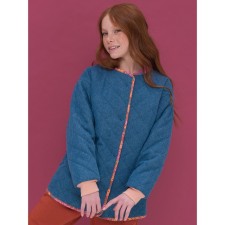 Bilateral jacket for girls, height 134 cm, jeans color