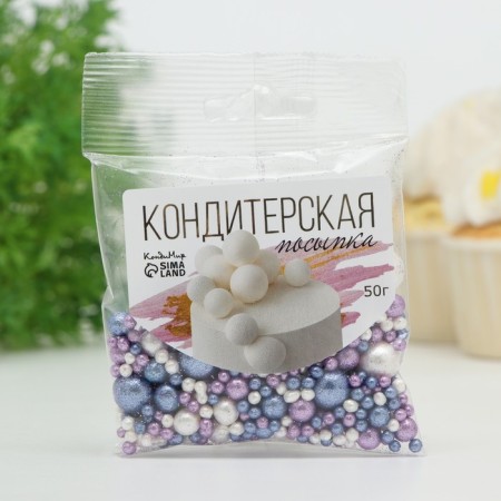 Confectionery Sprinking "Brill": Snow White, Violet, Blue, 50 g-1