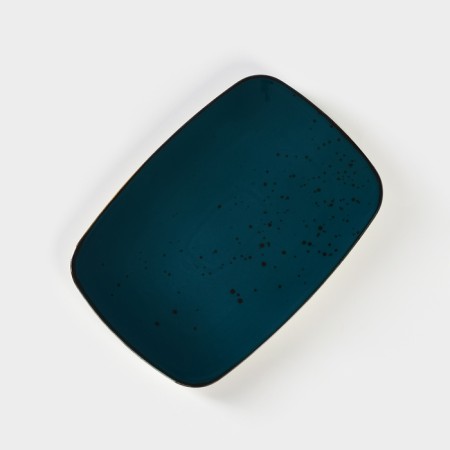 Ceramic “turquoise” dish, 27 × 19 cm