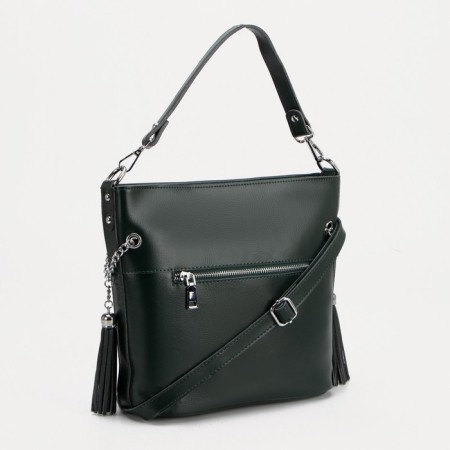 Luggage bag on lightning, 2 outer pockets, long belt, green color-2