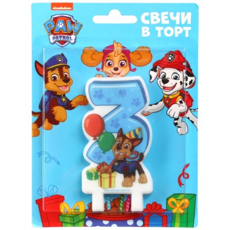 Candle in the cake number 3 "Happy Birthday", puppy patrol, 8.5 × 5 cm-3