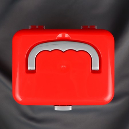 Boxing for storing sewing accessories, with a lid, 21 × 17.7 × 15.4 cm, the color is transparent/red-3