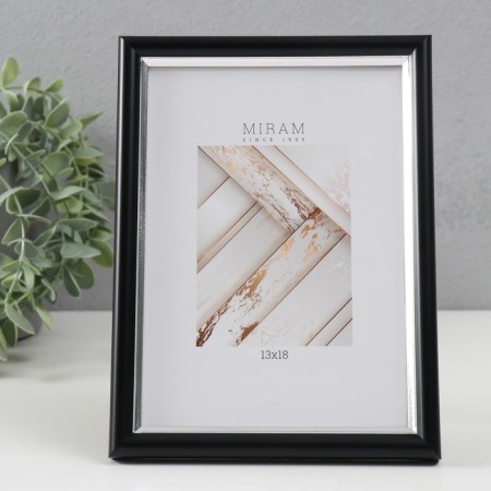 Photo frame Plastic "Mira" 13x18 cm, 636477-5, black with silver (plastic screen)-1