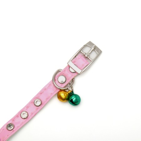 A collar with round rhinestones, 28 x 1 cm, Osh 21-25 cm, arts. The skin, pink-4