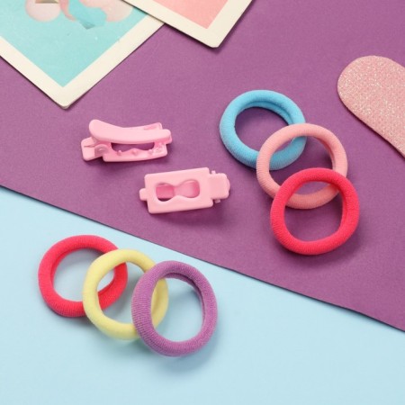 Caramel hair set (10 elastic bands 3 cm, 2 clamps 3 cm) infinity, pink-2