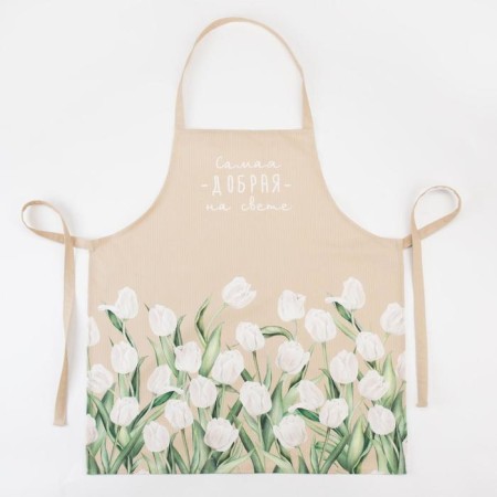 Apron Ethel "White Tulips" 60x70 cm, 100% HL, sarzha 190 g/m2-1