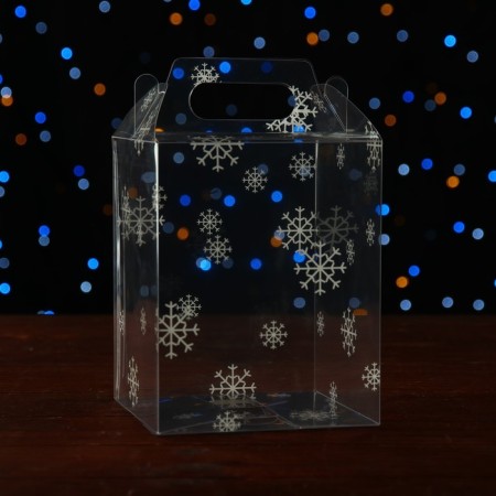 New Year. Box Gift New Year Folding PVC "Festive mood" 12 x 12 x 15 cm.