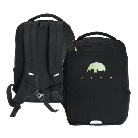 Youth backpack 41.5 x 29 x 18 cm, Grizzly, ergonomic back, laptop compartment, black
