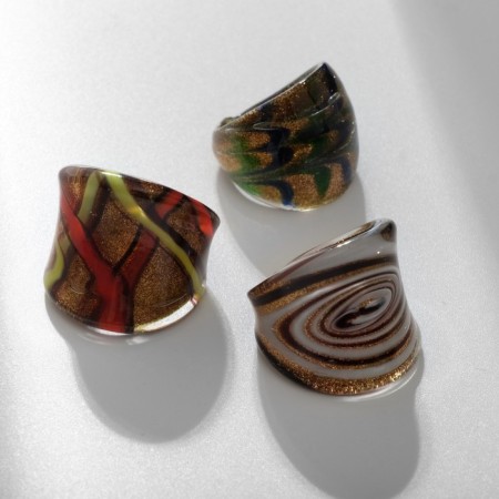 Ring "Muranian glass" stripes, color mix-1
