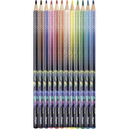 Pencils of 12 colors Deepsea Paradise, wooden, decorated, triangular, cardboard packaging with a suspension-1