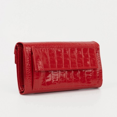 Women's wallet on the button, red color-1