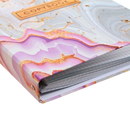 A notebook on the rings of A5 120 sheets in the Calligrata cage "Light marble", cover 7BC, without cutting down under the rings, offset block-4