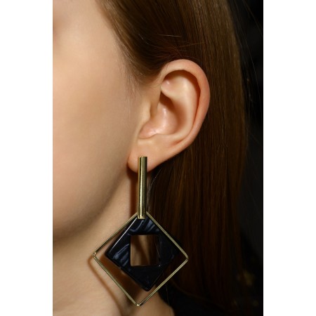 Earrings Assorted "Illusion", black color in gold-6