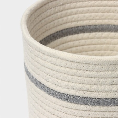 Basket for storage ladled handmade LadoM "Dorian", cotton, 18 × 18 × 15 cm, white-gray color-3