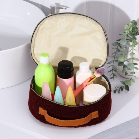 Cosmetic bag with a zipper, with a lining, purple color-4