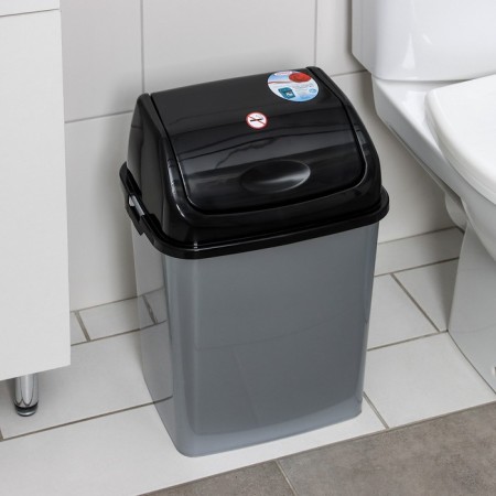Garbage bucket "Camelia", 18 l, color silver mother -in -law/black-1