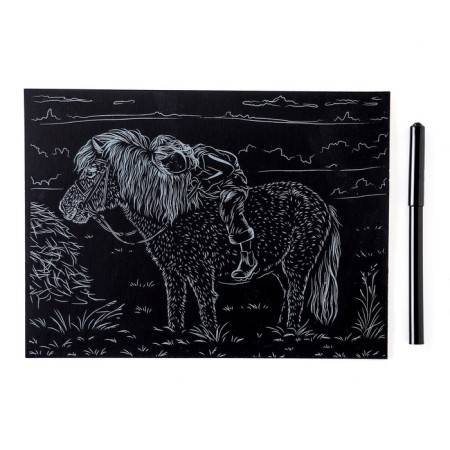 Engraving 18 × 24 cm, horses "Sheetland pony" (silver)-2