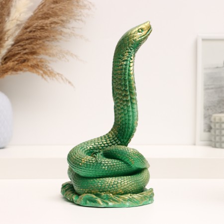Figure "Cobra" Green with gilding, 17x13x25cm-3