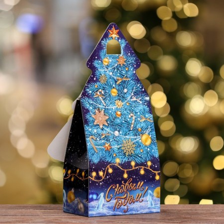 Gift box "Christmas tree" Blue hook ", 15.7 x 9.5 x 22.5 cm-1