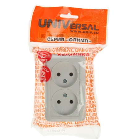 UNIVERSAL Olympus socket, 16 A, double, external, without salary, white-2