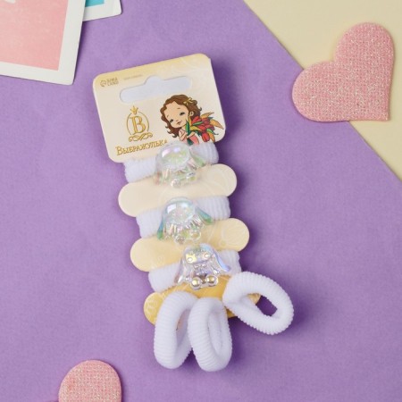 Hair gum "Tenderness" (set 6 pcs) Bunny, white
